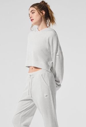 Alo | Muse Hoodie in White Heather, Size: Medium