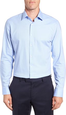 Nordstrom Mens Tech Smart Trim Fit Stretch Herringbone Dress Shirt