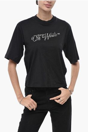 Off-white Boxy Fit T-Shirt With Beaded Logo size Xxs