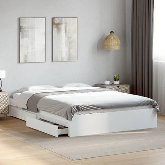 vidaXL Estructura Cama Con Cajones Madera Ingenier&iacute;a Blanca 150x200 Cm Vidaxl