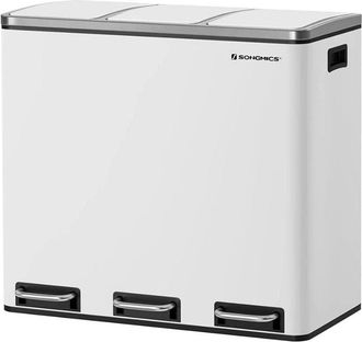 Calicosy Calicosy - Bidone per la raccolta differenziata con 3 scomparti da 18L, bianco con pedale