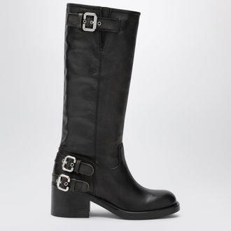 Chlo&eacute; Stivali Dakota biker al ginochio in pelle nera