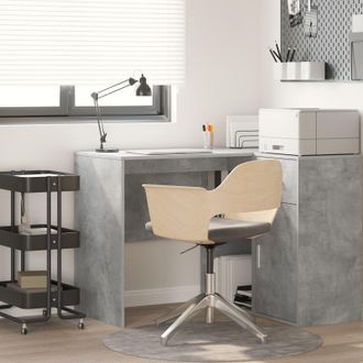 Berkfield Home Writing Desk Concrete grey Wood composite Compact Storage