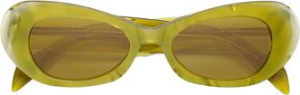 Retro Superfuture Acid Yellow Crystal Oval Sunglasses