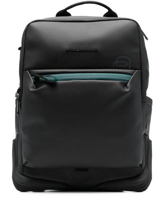 Piquadro water-resistant backpack - unisex - Polyethylene vinyl acetate (PEVA)/Nylon/Calf Leather/Polyester/Metal - OS - Black