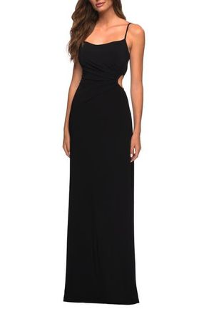La Femme Prom Dress with Side Cut Out and High Side Slit in Black at Nordstrom, Size 00