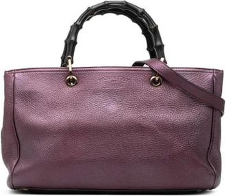 Gucci Pre-owned Handbags, female, Purple, Size: ONE SIZE Pre-owned Bamboo Shopper