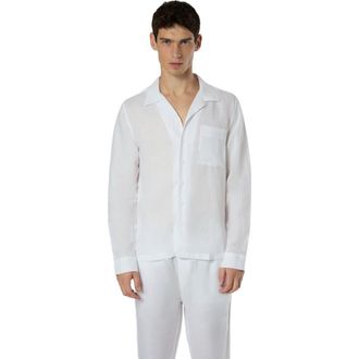 Onia Linen Home Long Sleeve Camp Shirt in White at Nordstrom, Size Medium