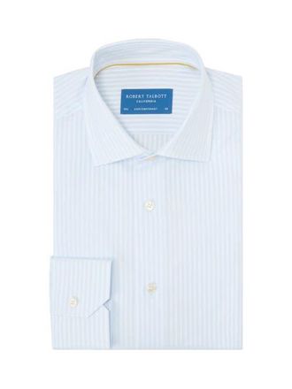 Robert Talbott Reynolds Dobby Stripe Contemporary Fit Shirt in Pale Blue at Nordstrom, Size 15.5