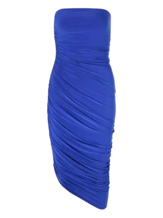 Norma Kamali draped-design asymmetric dress - women - Fabric - L - Blue