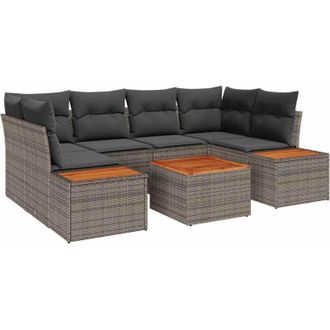 vidaXL Conjunto De Sof&aacute; De Jard&iacute;n Con Coj&iacute;n 6 Pcs Gris Polirat&aacute;n