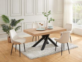 Vente-Unique Tavolo da pranzo allungabile da 6 a 10 coperti in MDF e Metallo Naturale e Nero CATONAV
