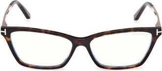 Tom Ford 56mm Butterfly Optical Glasses in Shiny Classic Dark Havana at Nordstrom