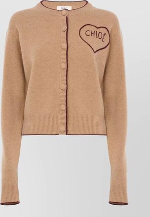 Chlo&eacute; cashmere ribbed slim-fit crew-neck cardigan