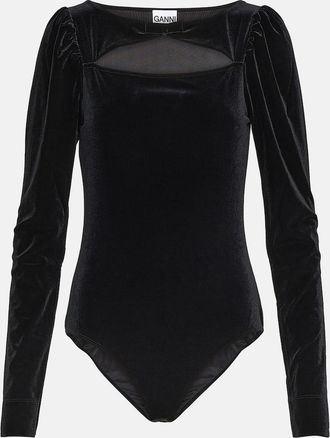 Ganni Cutout velvet jersey bodysuit