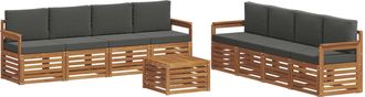 vidaXL Conjunto De Sof&aacute;s De Exterior 9 Uds. Natural Y Antracita Vidaxl