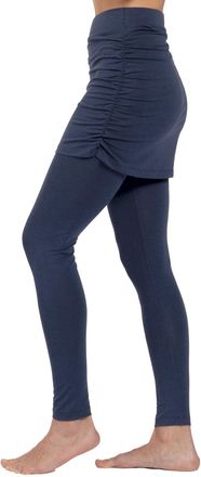 Magadi Yoga Leggings Lara with Skirt in Navy for Women with Organic Cotton, Long Womens Sports Trousers for Yoga, Pilates, Gym, Sustainable and Fair