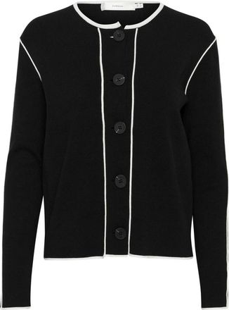 Inwear Truien & Vesten, Dames, Zwart, S, Zwarte Cardigan met Piping Details