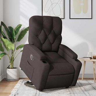vidaXL Vidaxl - Sill&oacute;n El&eacute;ctrico Reclinable Elevable De Tela Marr&oacute;n Oscuro