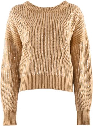 Nenette Paillet Wol Trui Kameel - Dames - Ronde hals truien - Bruin - M - Wol - Truien & Vesten