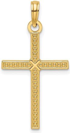 Diamond2Deal 14k Yellow Gold Beaded & Polished Fancy Cross Pendant