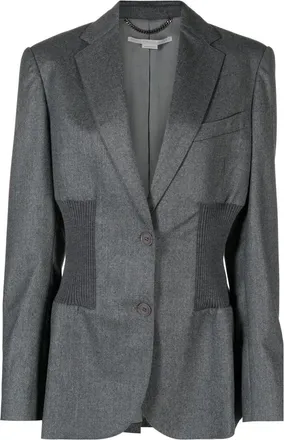 Stella McCartney elastic band single-breasted blazer - women - Wool/Viscose/Cotton/Polyester/Viscose - 42 - Grey