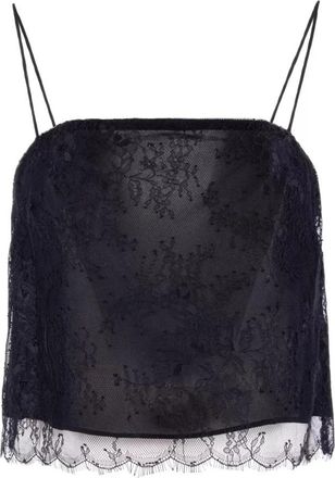 Nenette Top van chantilly kant met dunne bandjes - Dames - Tops zonder mouwen - Zwart - S - Tops