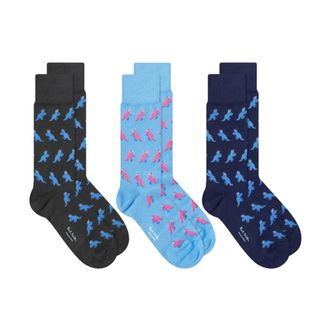 Paul Smith Ondergoed, Heren, Veelkleurig, ONE Size, Katoen, Dino Sokken Set van Drie