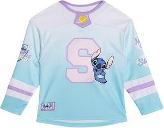 Disney Lilo & Stitch Athletic Hockey Jersey in Sky Blue White Stitch at Nordstrom, Size 14-16