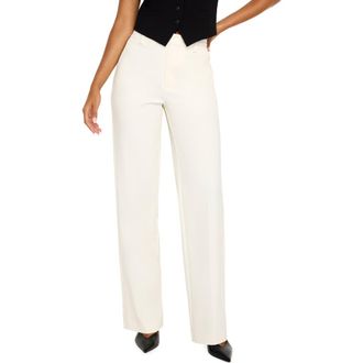 Good American Cotton Blend Straight Leg Pants in Ivory001 at Nordstrom Rack, Size 15