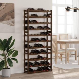 Berkfield Home Wine Rack for 77 Bottles Brown Solid Wood Pine