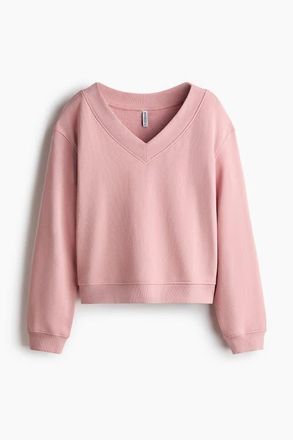 H&M V-neck Sweatshirt in Dusty Pink at Nordstrom, Size Xx-Small