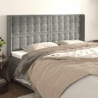 vidaXL Vidaxl Cabecero Con Orejas De Terciopelo Gris Claro 183x16x118/128 Cm