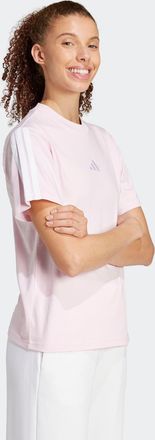 adidas T-Shirt ADIDAS SPORTSWEAR W 3S SJ T B, Damen, Gr. XL, pink (clear pink, wei&szlig;), Obermaterial: 100% Baumwolle, normal, Rundhals, Shirts T-Shirt, klassis