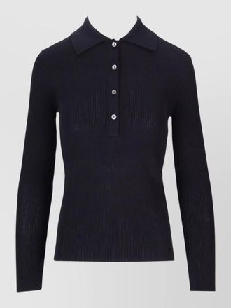 Parosh collared rib knit long sleeve top