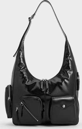 Charles & Keith Thora Crinkle-Effect Multi-Pocket Hobo Bag