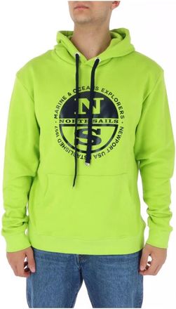 North Sails Groene Print Sweatshirt voor Heren - Heren - Hoodies - Groen - M - Katoen - Hoodies & sweatvesten