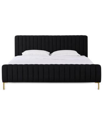 TOV Furniture Tov Furniture Angela Black Upcycled Linen King Bed
