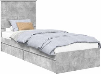 vidaXL Cama Con Almacenamiento Con Cabecera Gris Concreto 75 X 190 Cm Vidaxl
