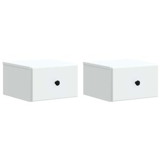 vidaXL Mesita De Noche De Pared Con Caj&oacute;n 2 Pcs 34,5 X 33 X 20 Cm Vidaxl