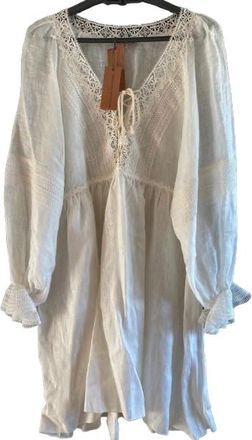 Ermanno Scervino Lace Insert Lightweight White Cotton Tunic Dress Size S