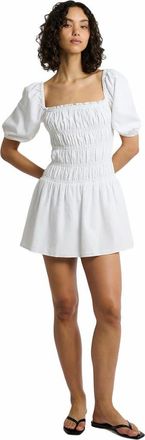 Onia Air Linen Smocked Mini Dress in White at Nordstrom, Size X-Large