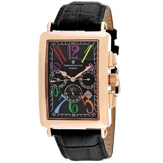 Christian Van Sant Mens Prodigy Black Rectangle 33mm