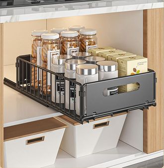 OEM Organizadores De Cajones De Cocina, Organizadores Deslizantes Para Cajones De Armarios De Cocina (negro, 1 Pieza, 37,5 Cm De Profundidad X 24,5 Cm De 
