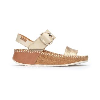Pikolinos Marina Platform Sandal - Dames - Sleehakken - Geel - 40 EU - Leer - Schoenen