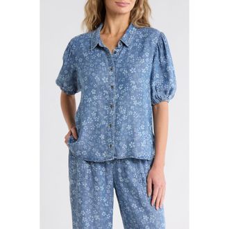 Splendid Indigo Button-Up Shirt in Floral Indigo Blue at Nordstrom Rack, Size X-Small