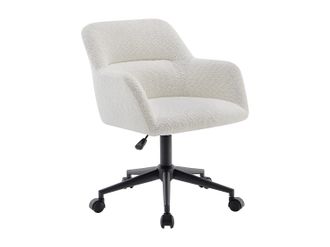 Vente-Unique Sedia Da Ufficio Tessuto Bouclette Bianco E Nero Altezza Regolabile - Heka