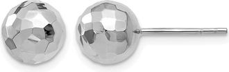 Diamond2Deal 14K White Gold Polished Faceted Ball Shape Stud Earrings