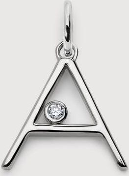 Monica Vinader Sterling Silver Solitaire Diamond Initial A Pendant Lab Grown Diamond