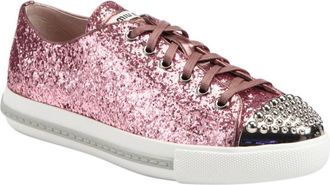 Miu Miu MIu Miu Pink Glitter Studded Trainers Size 35